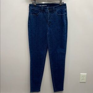 NWOT Talbots Flawless High Waist Jegging Ankle Velvet Polka Dot Denim Jeans 2